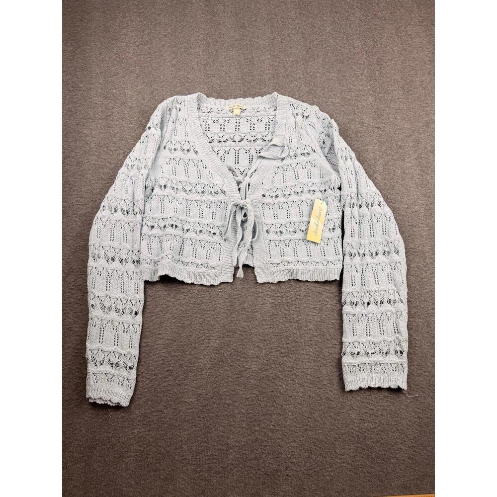 Derek Heart NEW Women's Size Large Cardigan‎ Blue Crochet